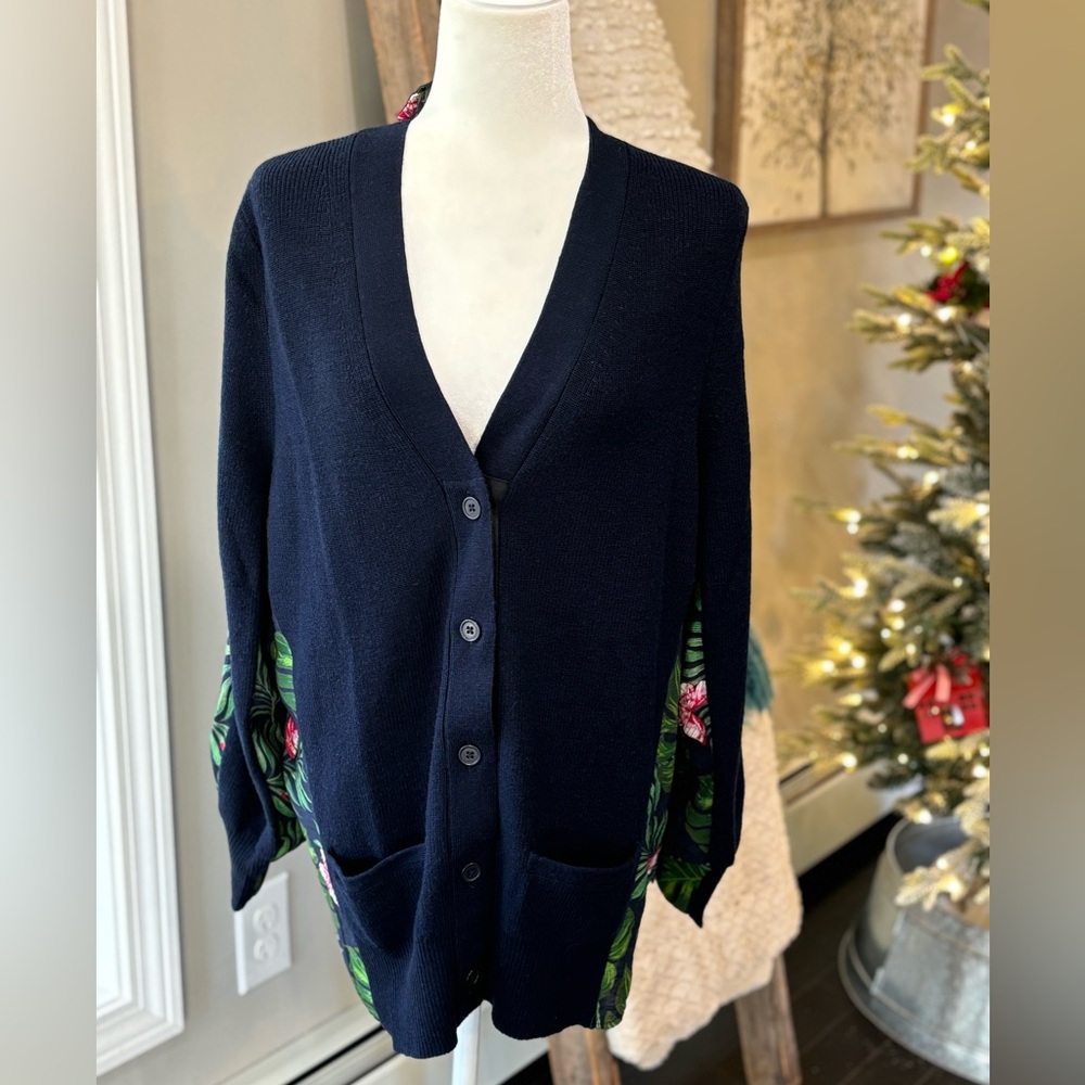 Free People x Sandrine Rose Mixed Media Tropical Print Knit Sweater - Picture 5 of 10